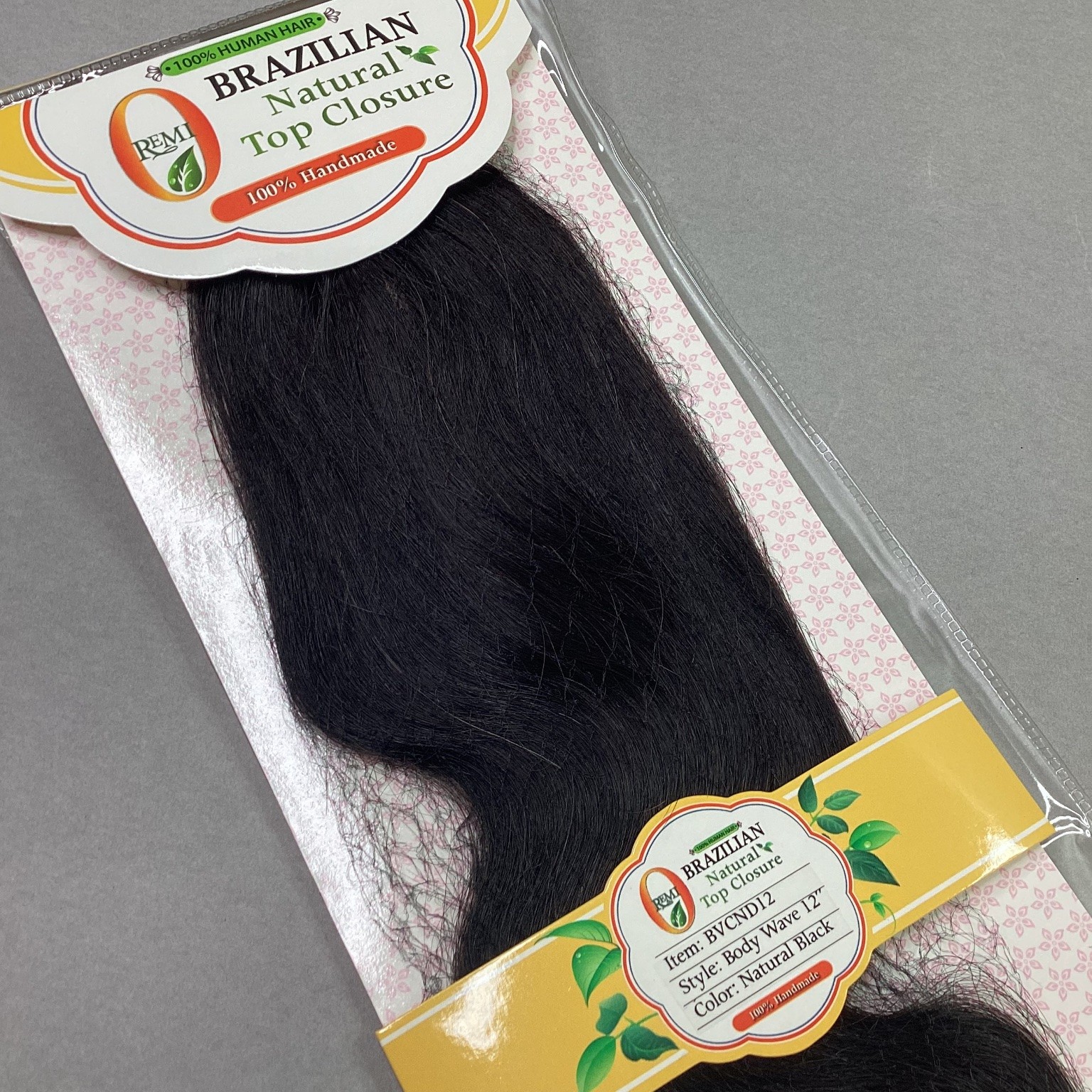REMI Brazilian Natural Top Closure Hair Extension Body Wave 12″ Natural Black