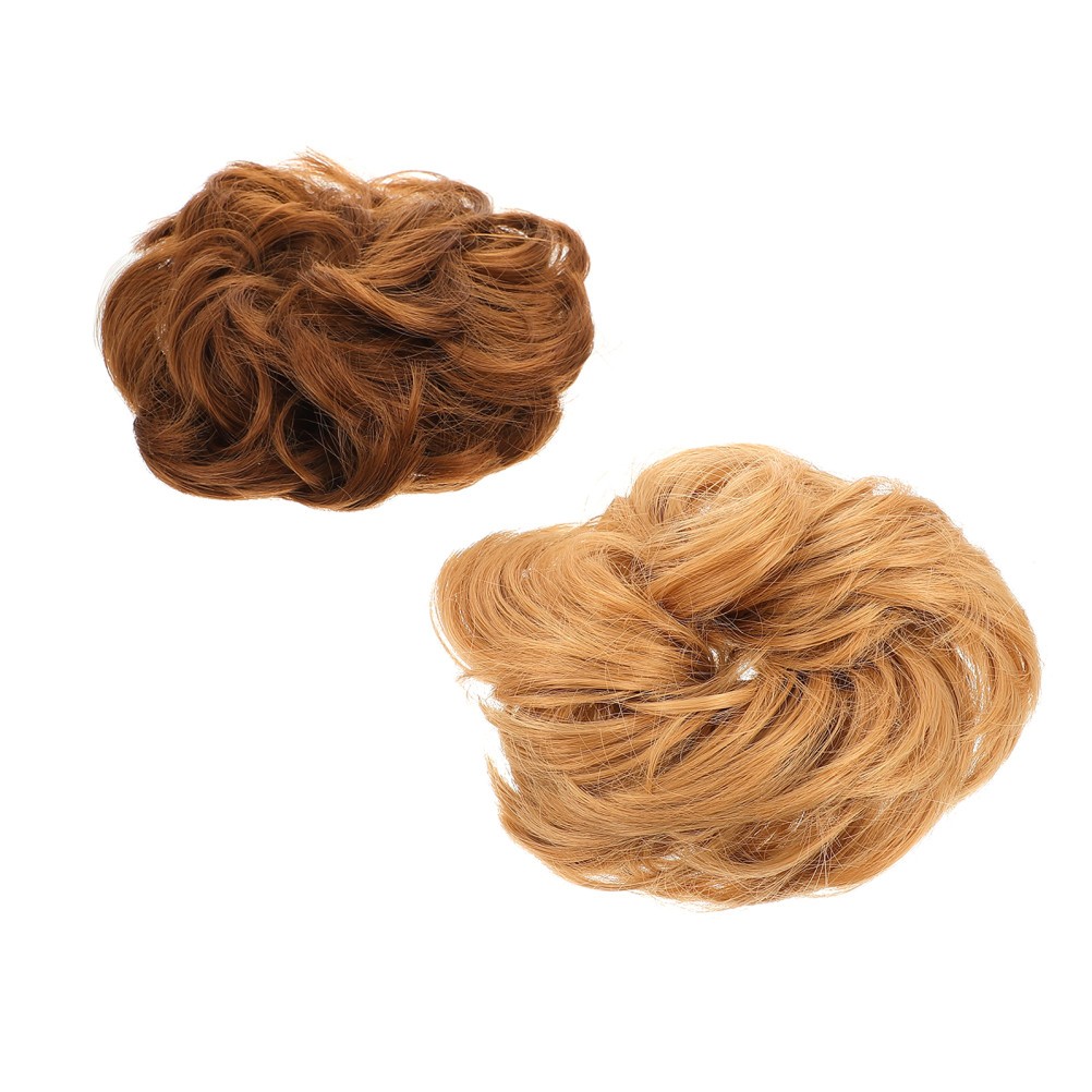 2Pcs Women Hair Pieces Durable Wig Hair Rope Tousled Messy Bun Assorted