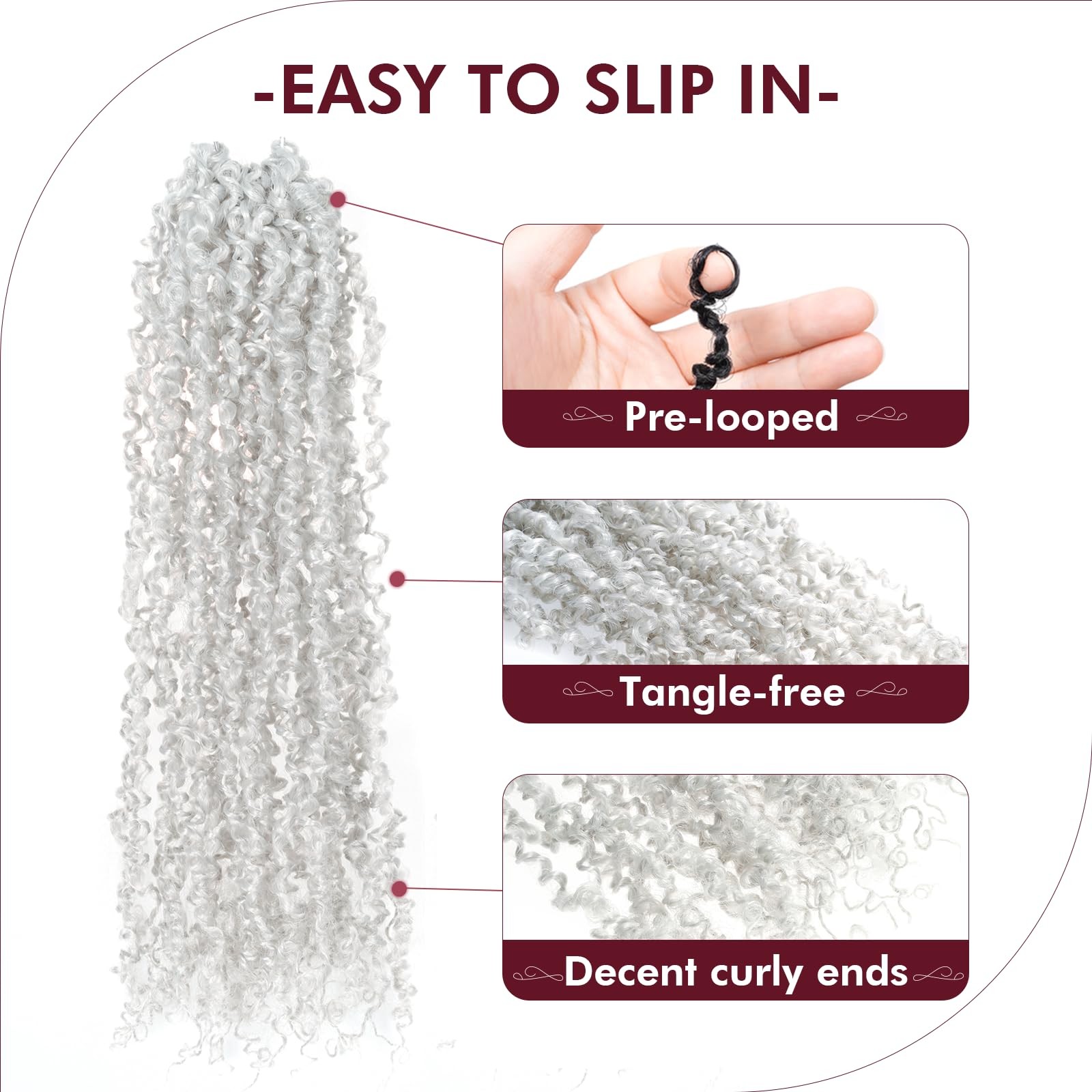 Gix Yanky Twist – 6 Inch 8 Packs 30 Strands/Pcs Silver Pre-Twisted