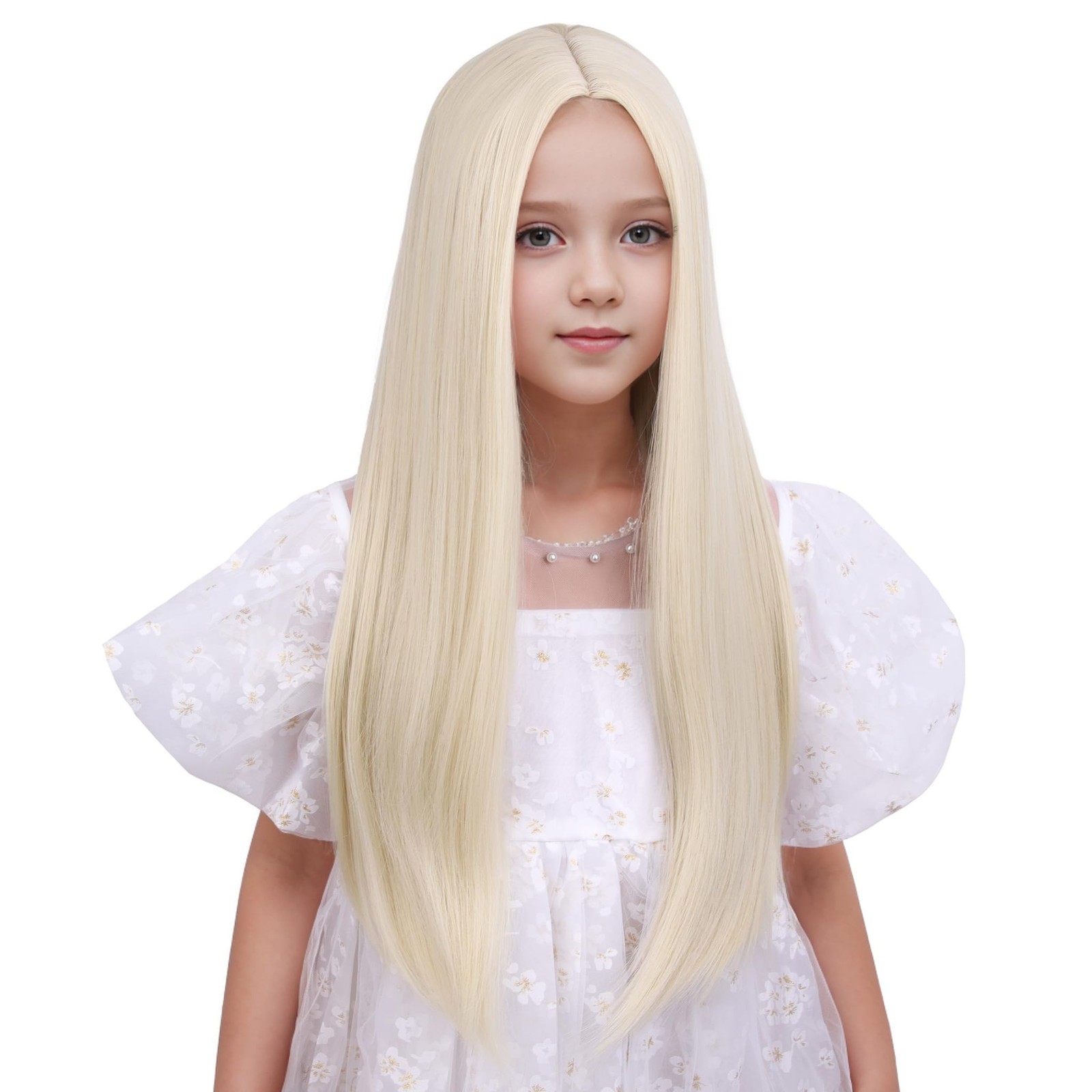 Duduwig Kids Blonde Wig Long Blonde Wigs For Girls Middle Part Light B