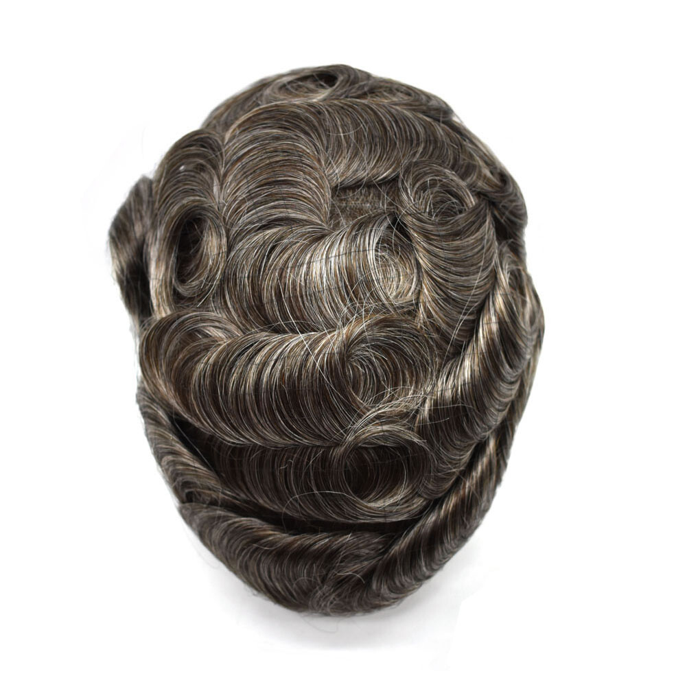 Mens Toupee Human Hair Replacement Full Poly Skin Injected PU System Men Wig