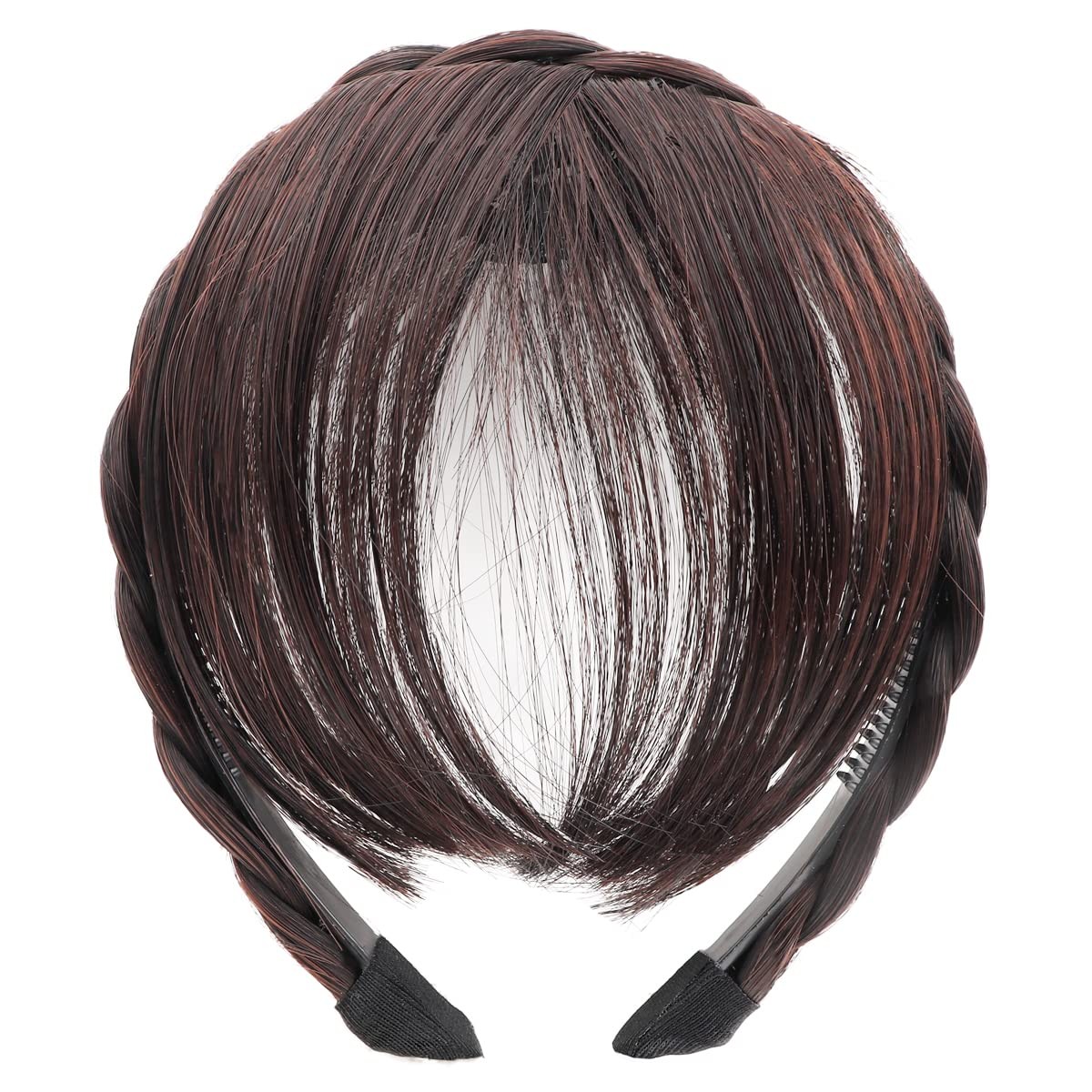 Front Hair Bangs Wigs Headband, Synthetic Wigs Headband for Women Girls (Dark…