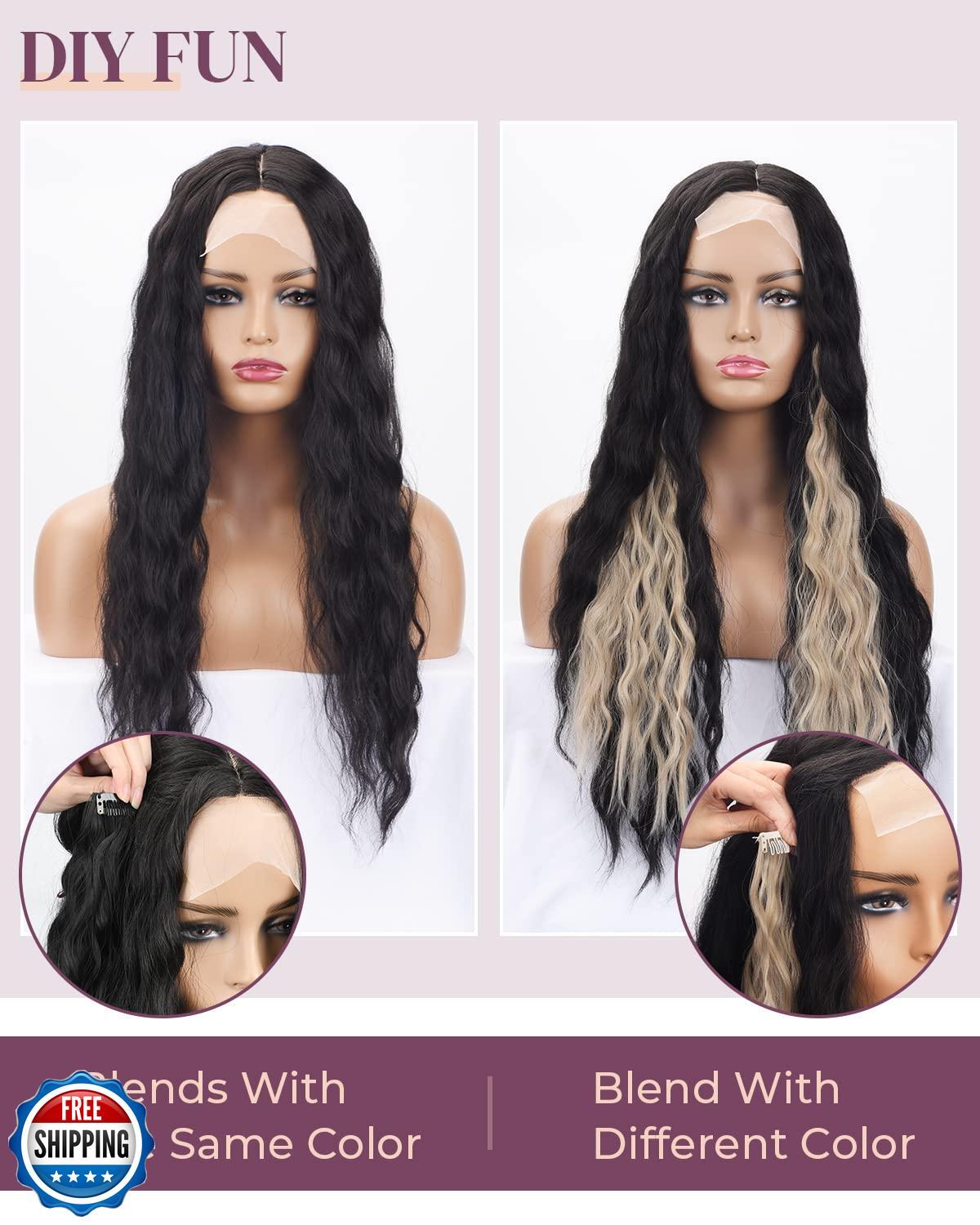 LONAI Clip In Hair Extensions, 6PCS Curly 24″ Long Synthetic Clip On Hairpiec