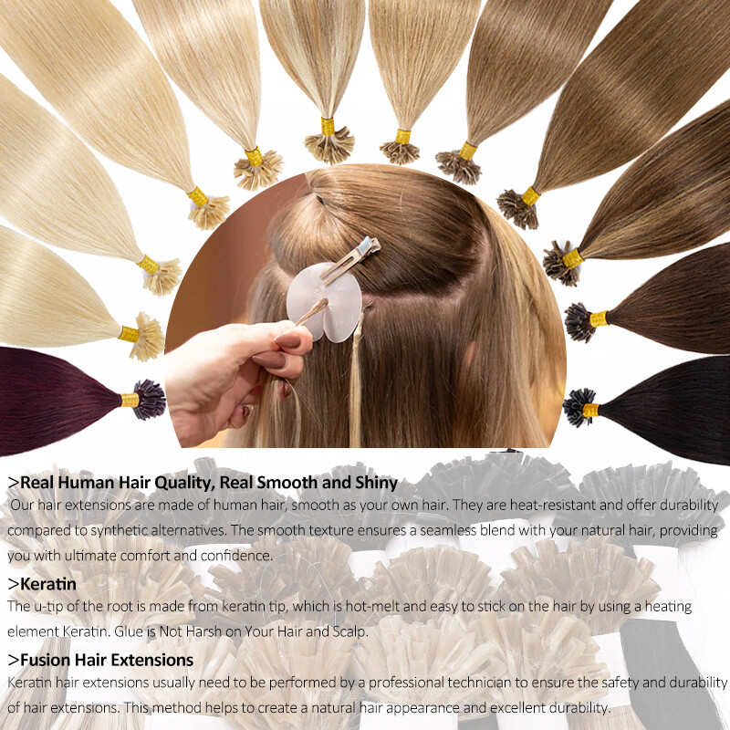 200G Fusion Pre Bonded Keratin Nail U Tip Remy Human Hair Extensions REAL THICK