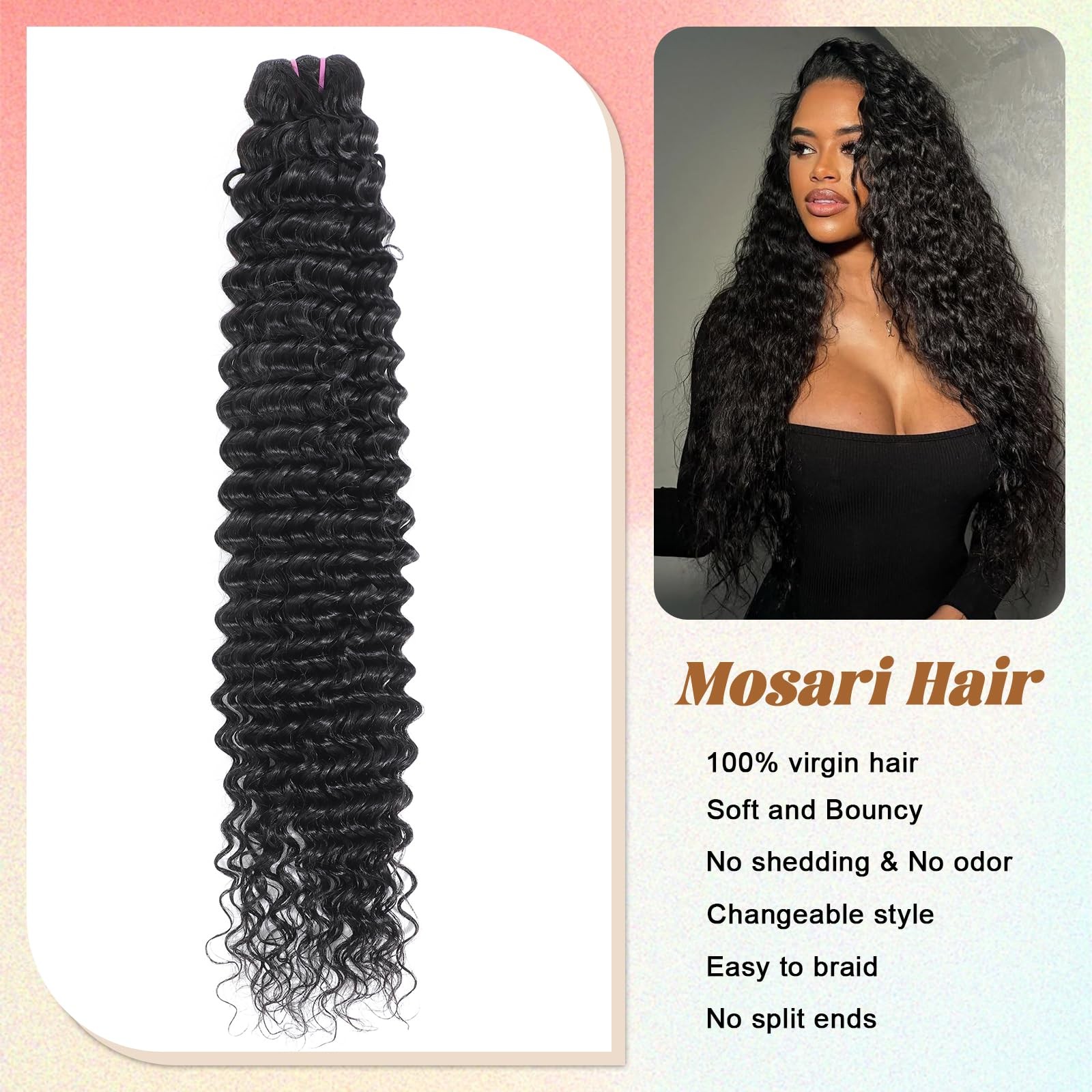 Indian Human Hair Deep Wave Bundles Virgin Remy Hair, No Tangle Shedding, Silky