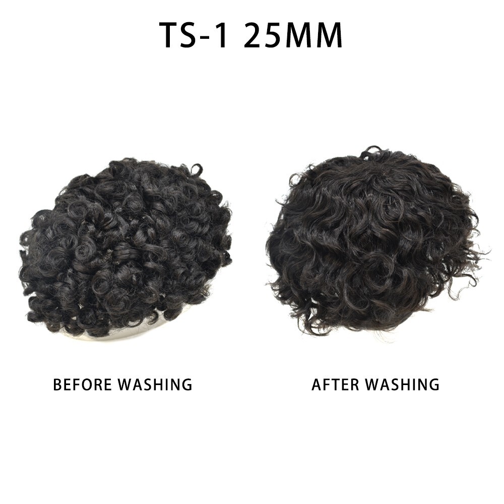US Afro Kinky Curly Mens Toupee Black Men Hair Units Replacement System Durable