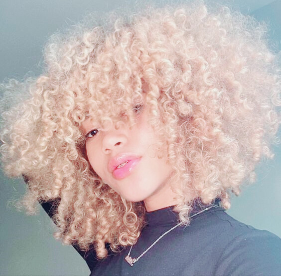 Blonde Afro Kinky Curly Wigs for Black Women Short Blond Hair Wig with Bang USA