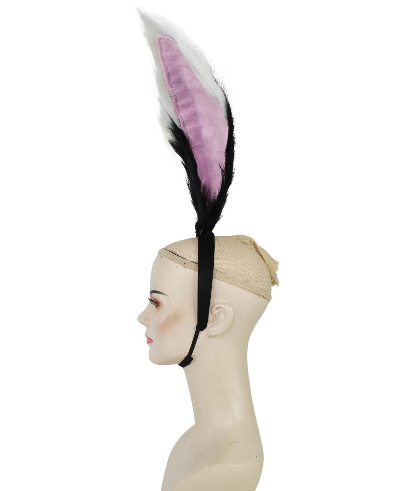 Adult Unisex Black White Pink Fur Faux Rabbit Ears, Perfect Cosplay Accessory