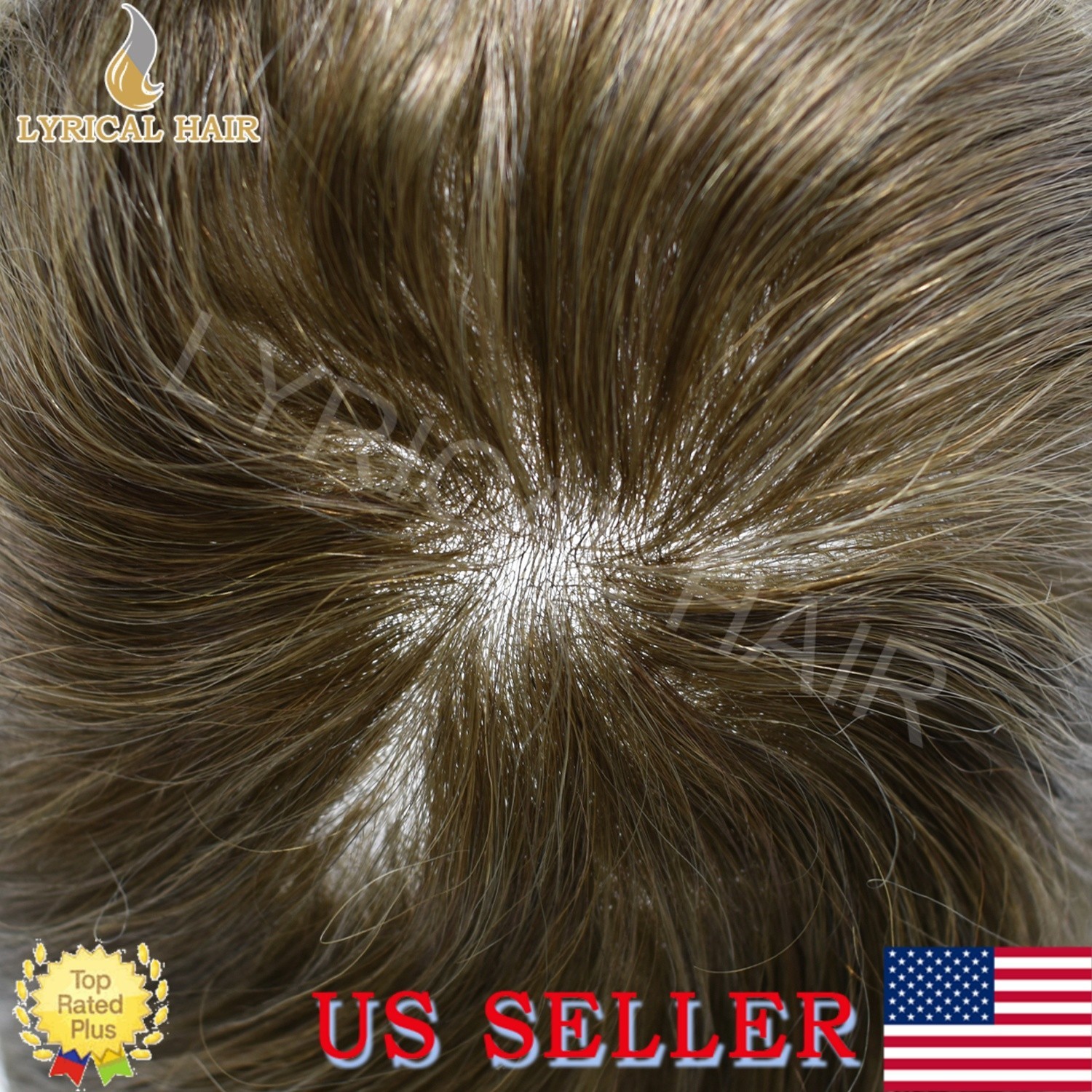LyricalHair Mens Toupee Pro-Grade Thin Skin Human Hair System Grey Hairpiece Wig