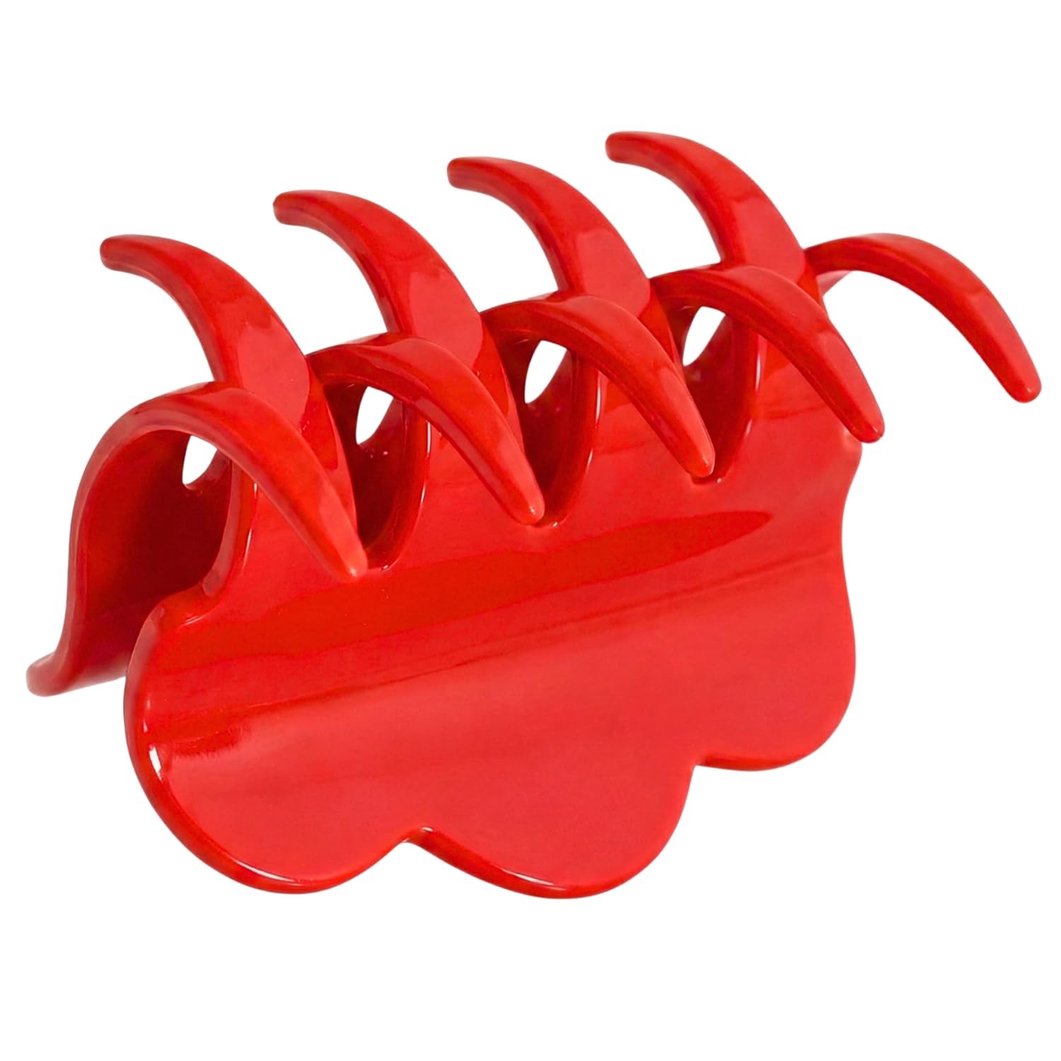 French Amie Crown Wave Small Claw Clip 2 1/2” 1 Count (Pack of 1), Red