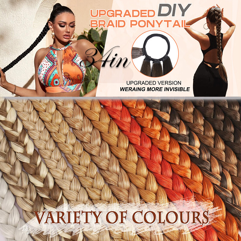 34″ X-Long Real Thick Braiding Hair Extensions Pony Tail Wrap Ponytail As Human