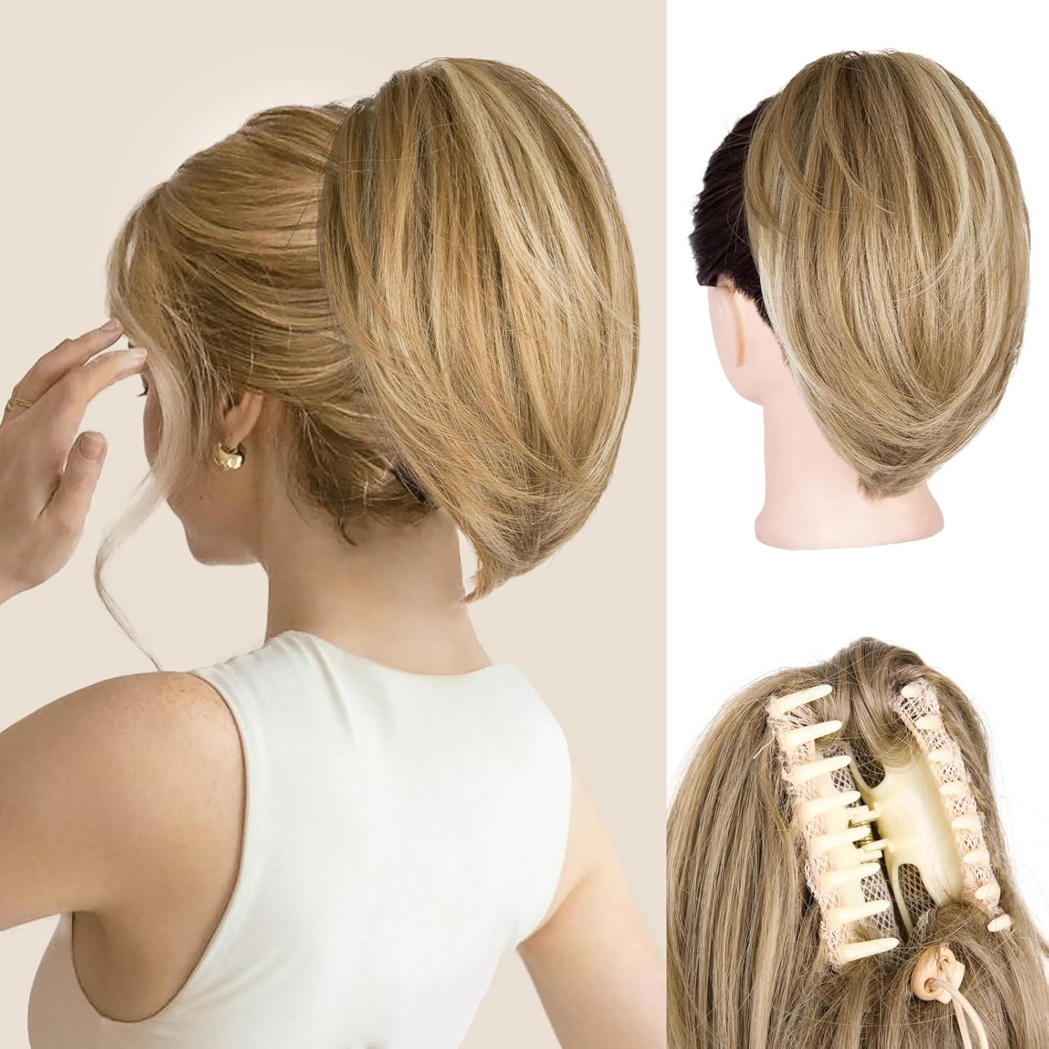 Clip on Ponytails for Women – 10 Inch Short Ponytail Extension, Straight Pony Ta