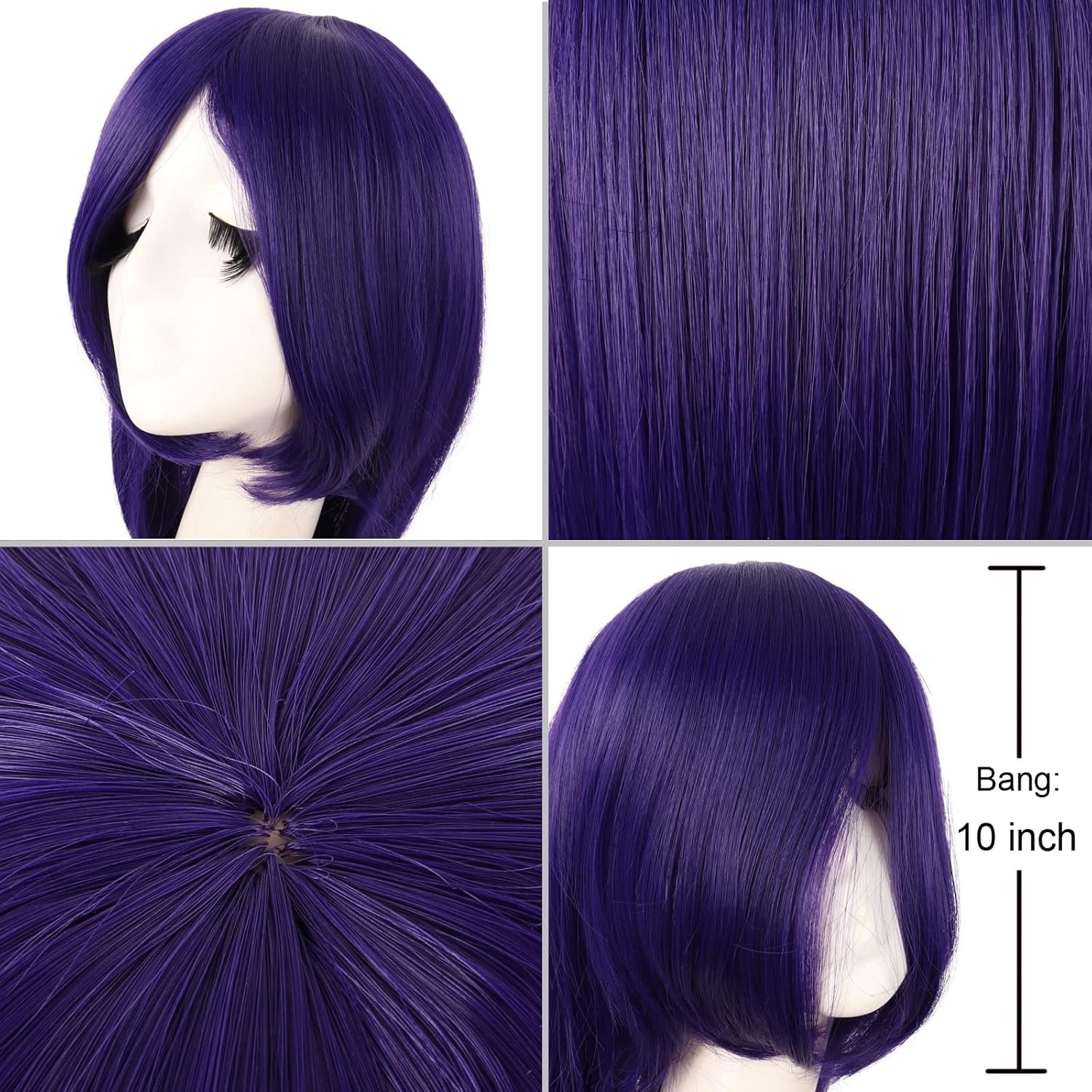 100cm Dark Purple Anime Cosplay Wig Long Straight Synthetic Heat Resistant Ad…