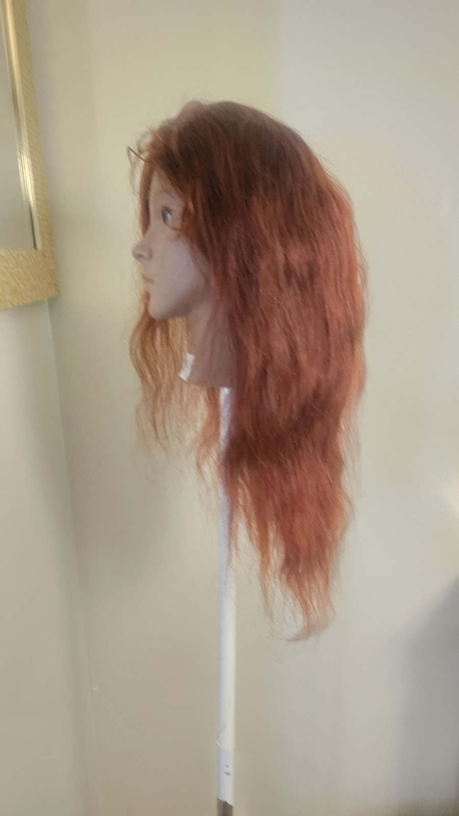 High-Quality Regular Top 24″ Copper Red Wavy 150% Virgin Human Hair Lace Wig