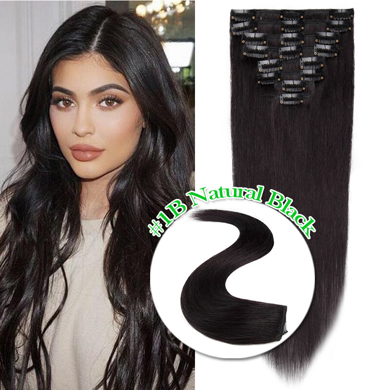 Clip In Hair Extensions Real Remy Human Hair Brown 18” 20″ 24” 8pcs Full Head