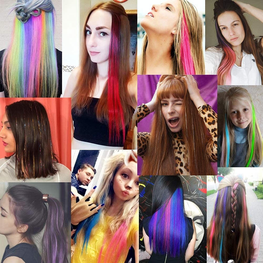 32Packs Colored Hair Extensions 20Inch Straight Color Clip in on Hair Extension