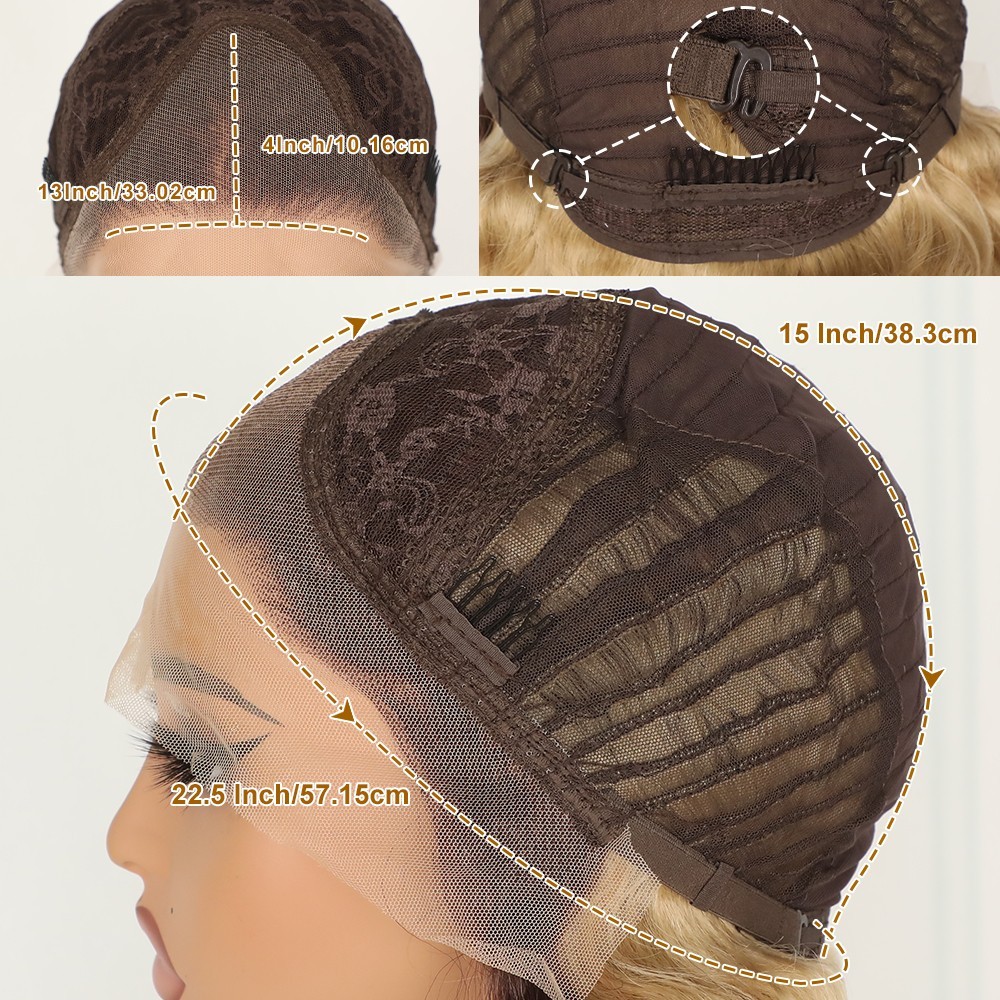 Heat Resistant Glueless Lace Front Wigs Ombre Brown Blonde Deep Wave Women Party