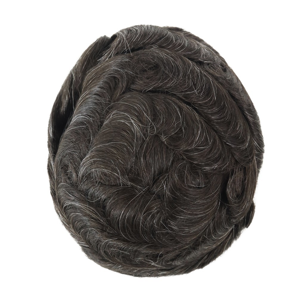 Toupee for Men Human Hair Systems French Lace Unit Durable Hair Pieces Q6#1B10