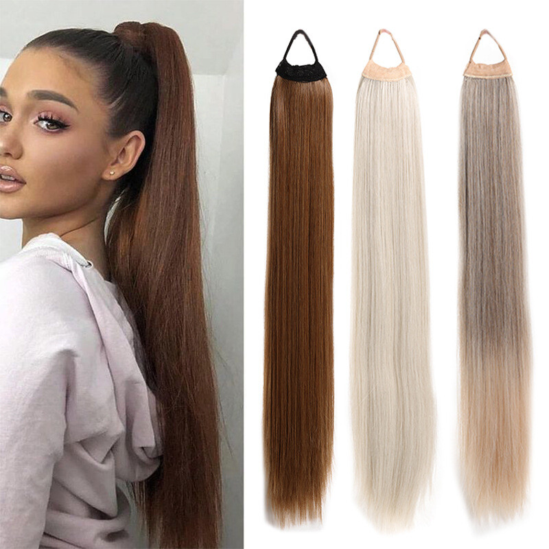 Synthetic Straight Ponytail with Hair Tie Wrap Around Hair Extension for Women