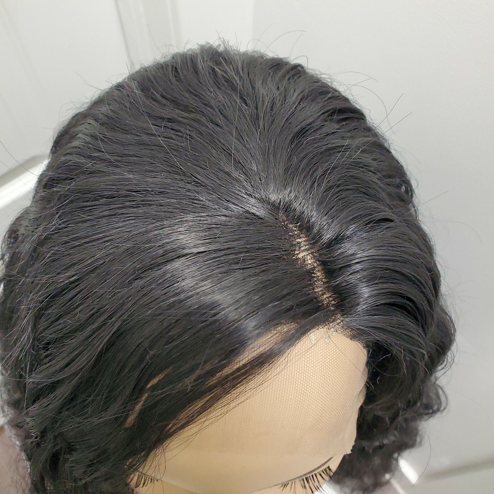 Good Quality Fashion Long Wavy Black Synthetic Lace Front Wig Size S to M