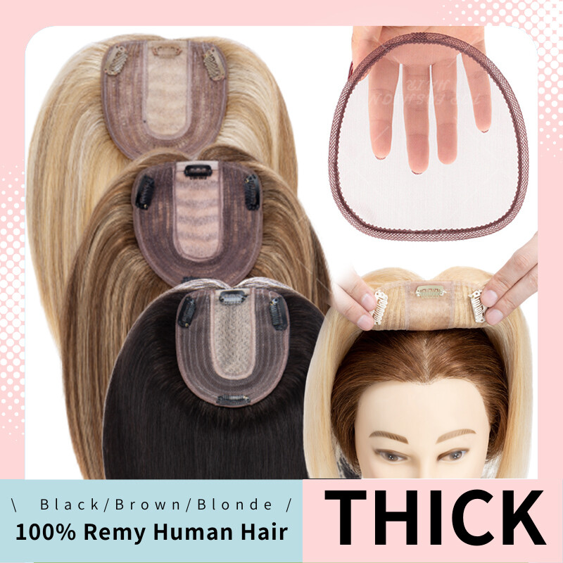 16″18″ THICK Hair Toppers Top Pieces Toupee LACE Wigs 100% Remy Human Hair Bangs