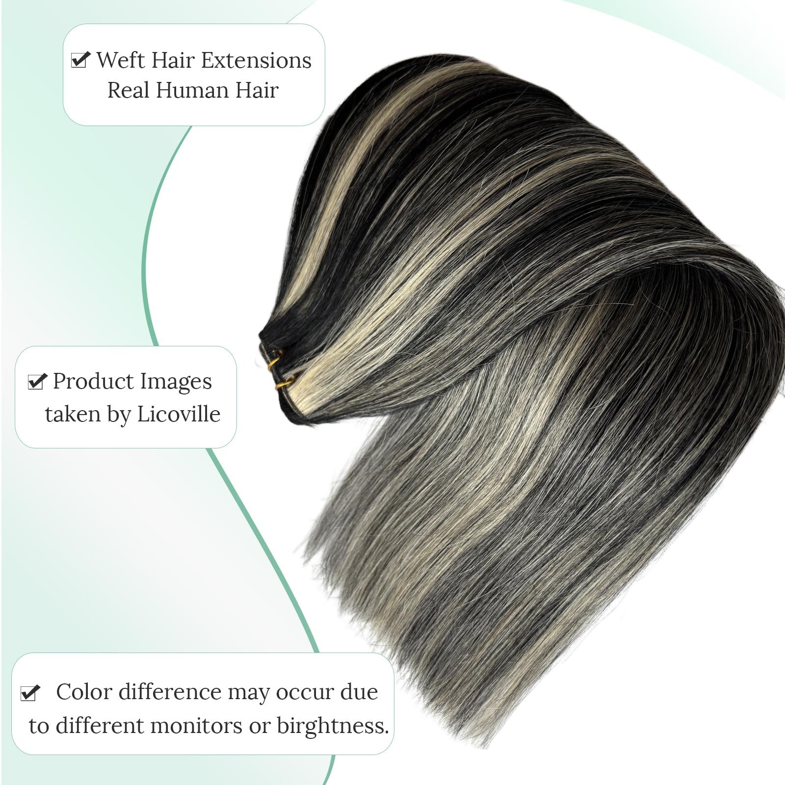 Licoville Human Hair Weft Extensions Black Blonde Balayage Hair Extensions Real