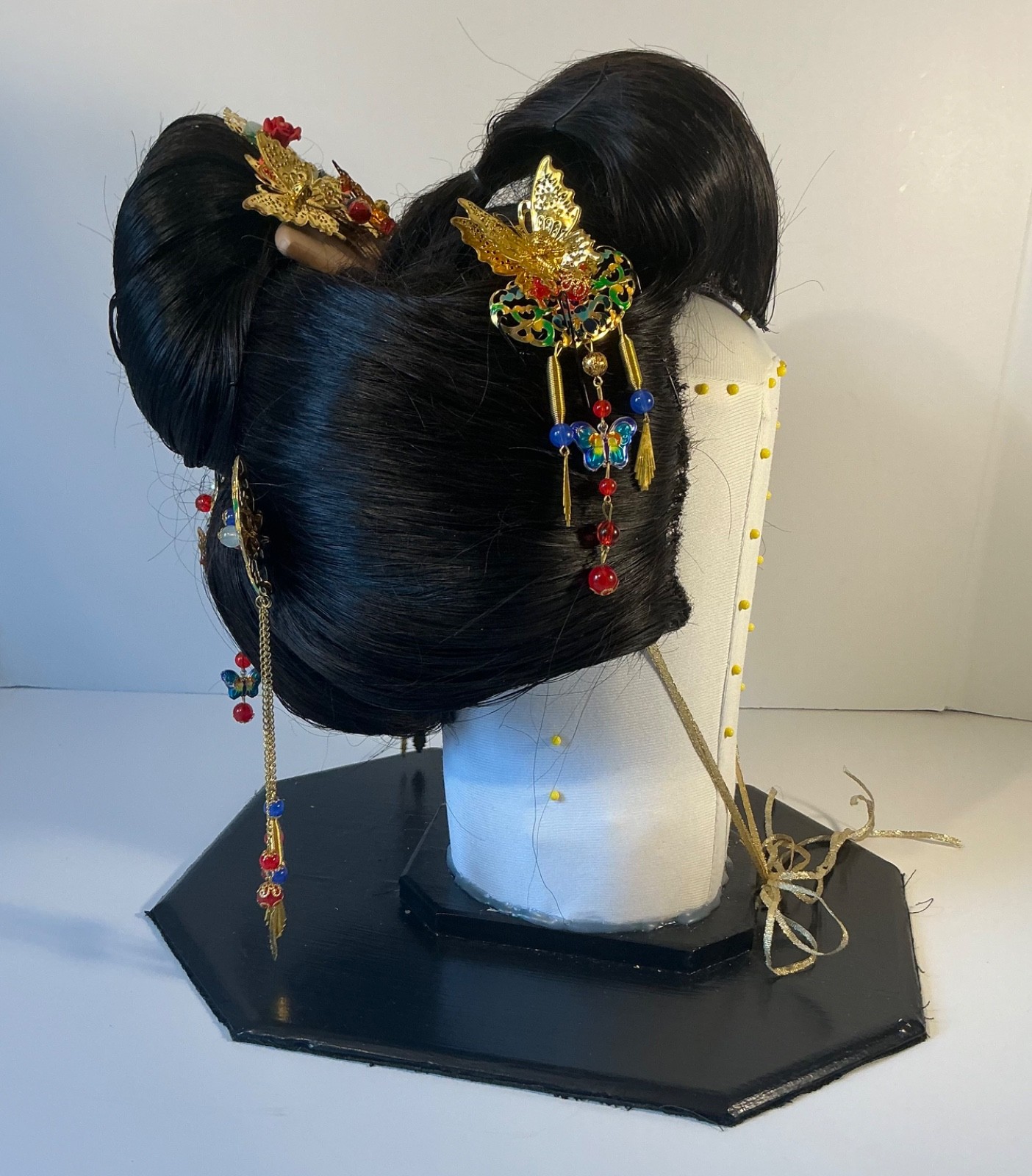Japanese Traditional KATSURA Japanese Hair Bridal Wig Case with Stand & Kanzashi