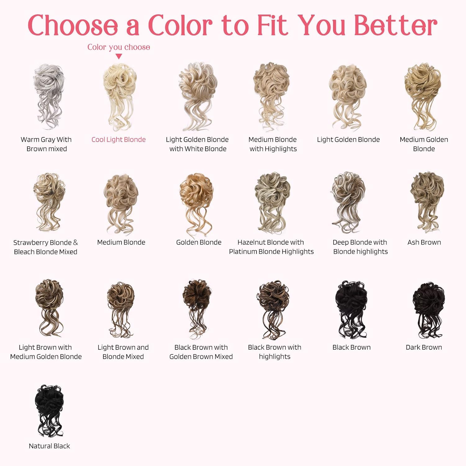 Messy Bun Hair Piece, 2PCS Tousled Updo with Tendrils Hair Bun Extensions Wavy C