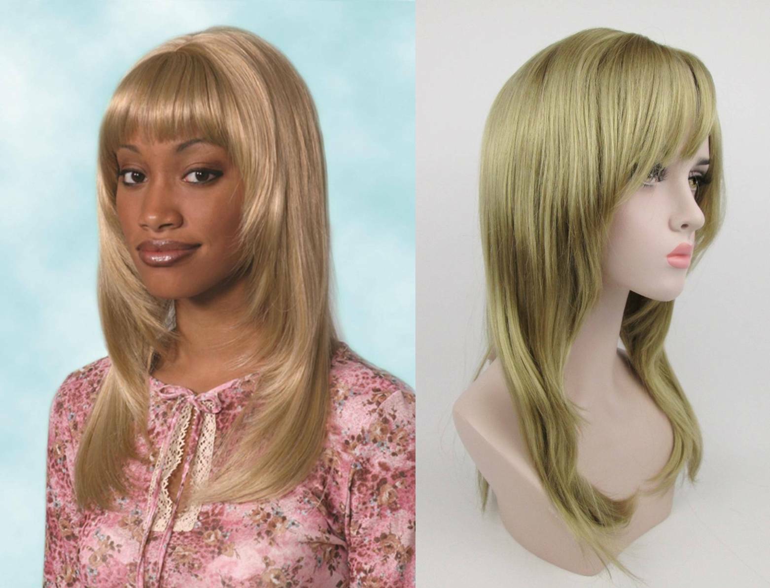 WOMENS LADY 25″ LONG STRAIGHT HAIR WIG W/ LAYERED SIDE & BANGS SKIN TOP SHARON