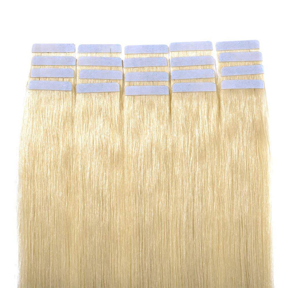 Seamless Hair Extensions Reusable Adhesive Tape 100%Remy Human Hair Balayage 40p
