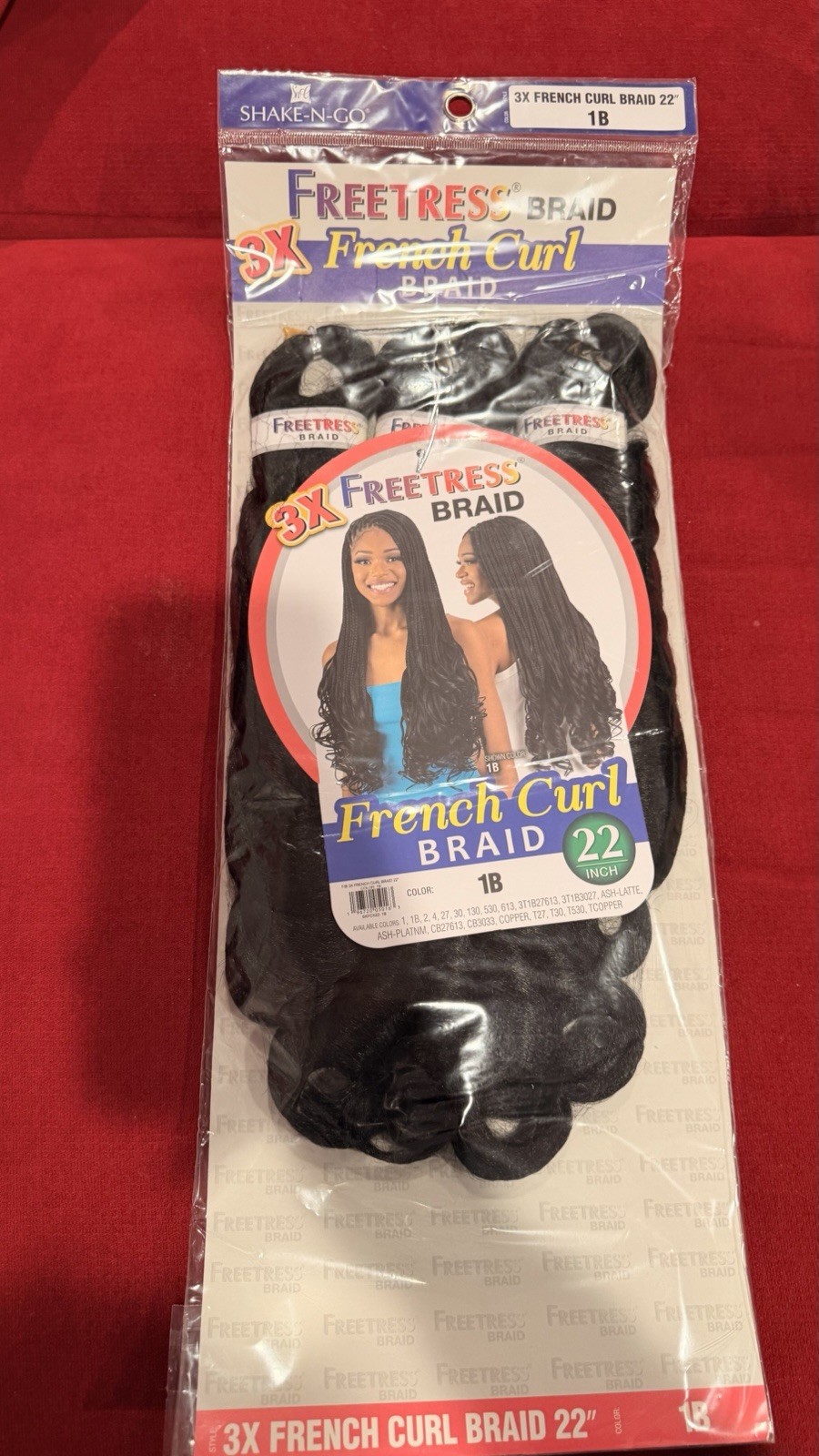 3X Freetress French Curl Braiding Hair #1B