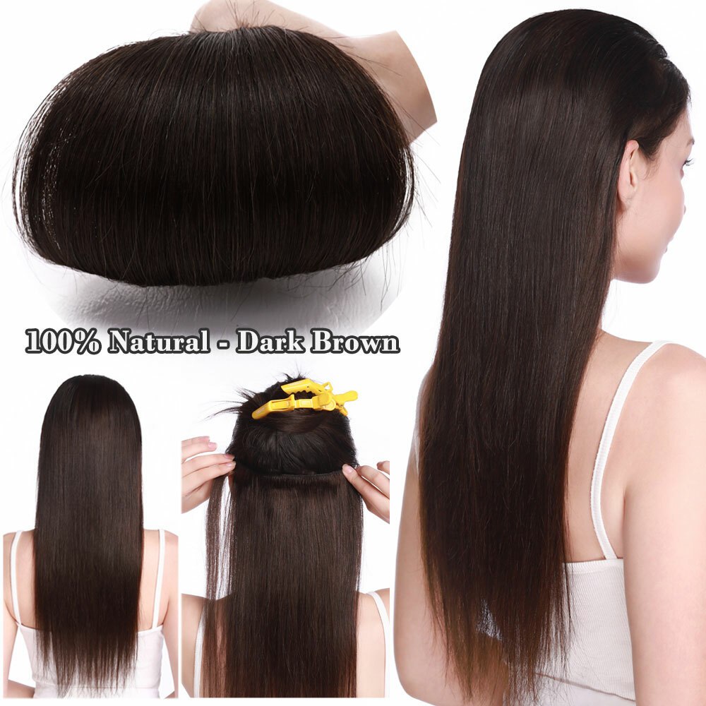 Clip In Real Natural Like Human Thick Long Wavy Curly Straight Hair Extensions H