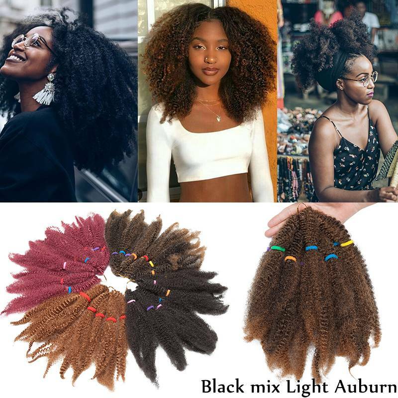 Natural Bob Marley Kinky For Twist Crochet Braid Hair Extensions Curly Afro Hair
