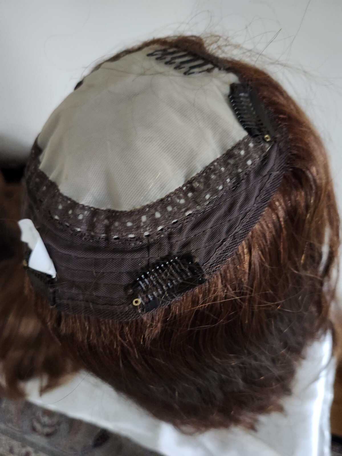 Human Hair Lined Mono Topper Multiple Directional Auburn 6”x6” 17” Long