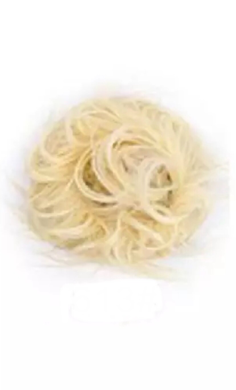 Blonde Messy Bun Hair Piece Scrunchie Updo Wrap Hair Extensions as Human