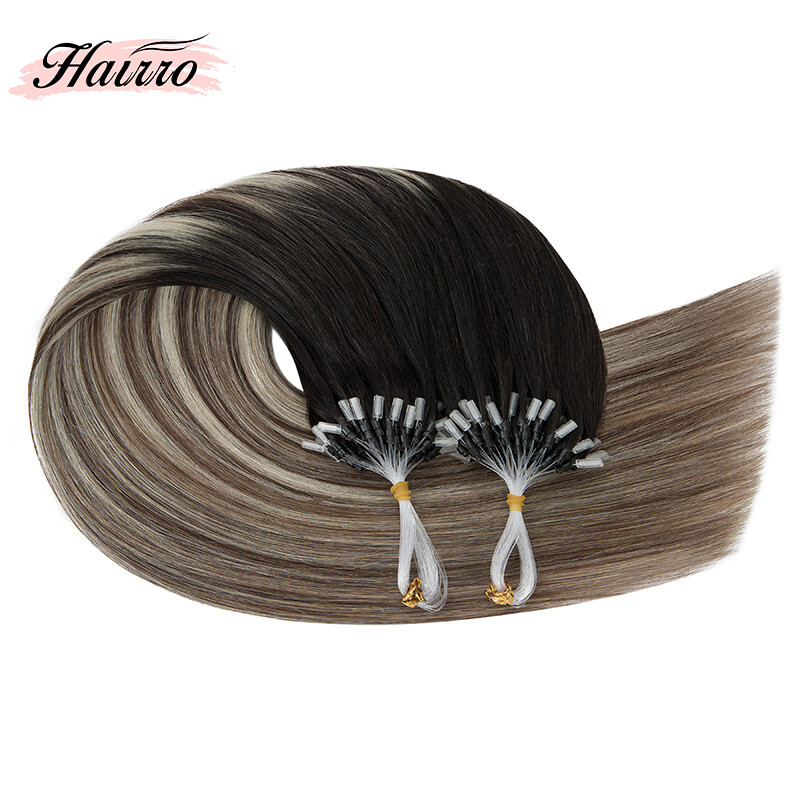 Thick Micro Loop Ring Beads Remy Human Hair Extensions Pre Bonded Double Drawn
