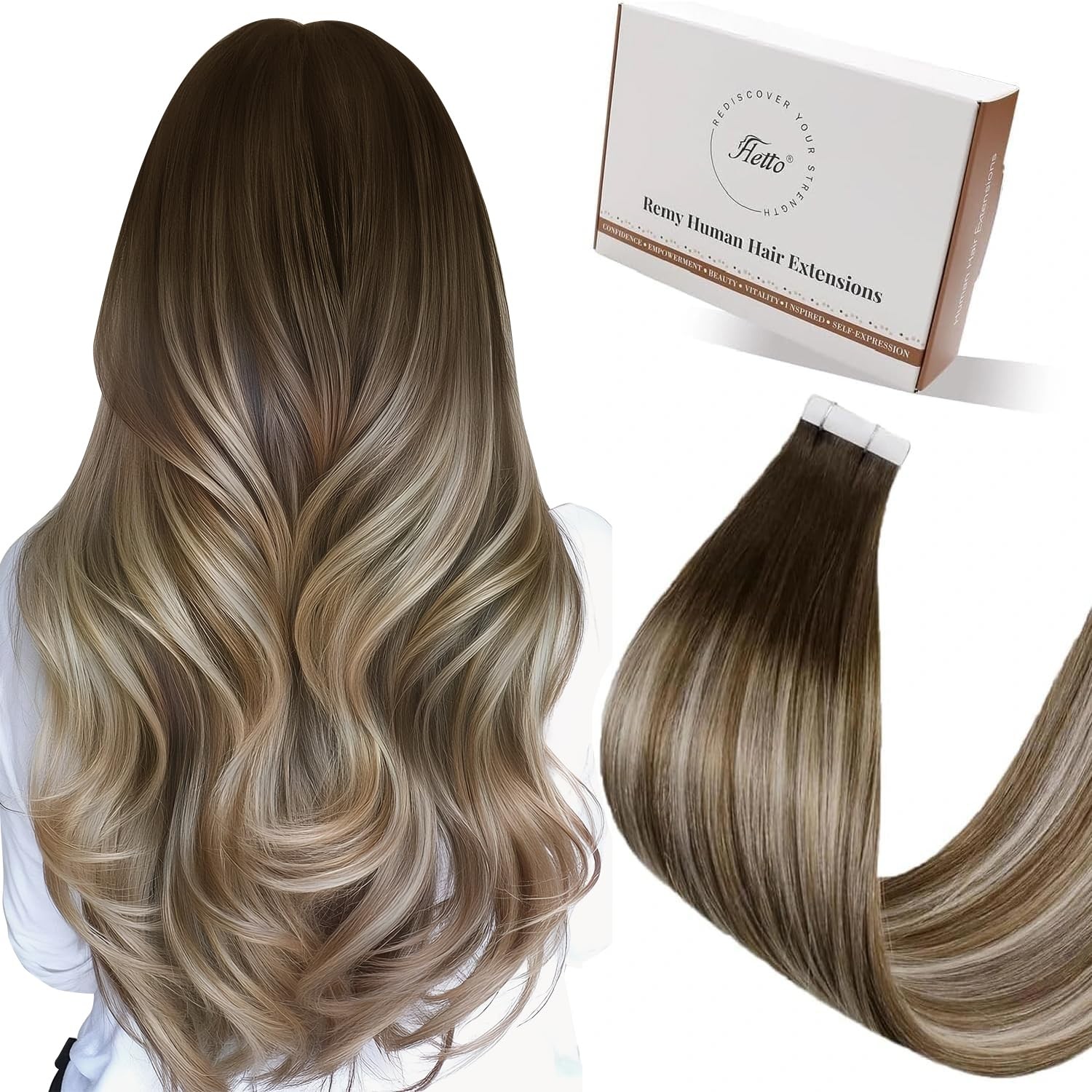 Hetto Balayage Ombre Tape-in Human Hair Extensions 12″ 40g 20pcs