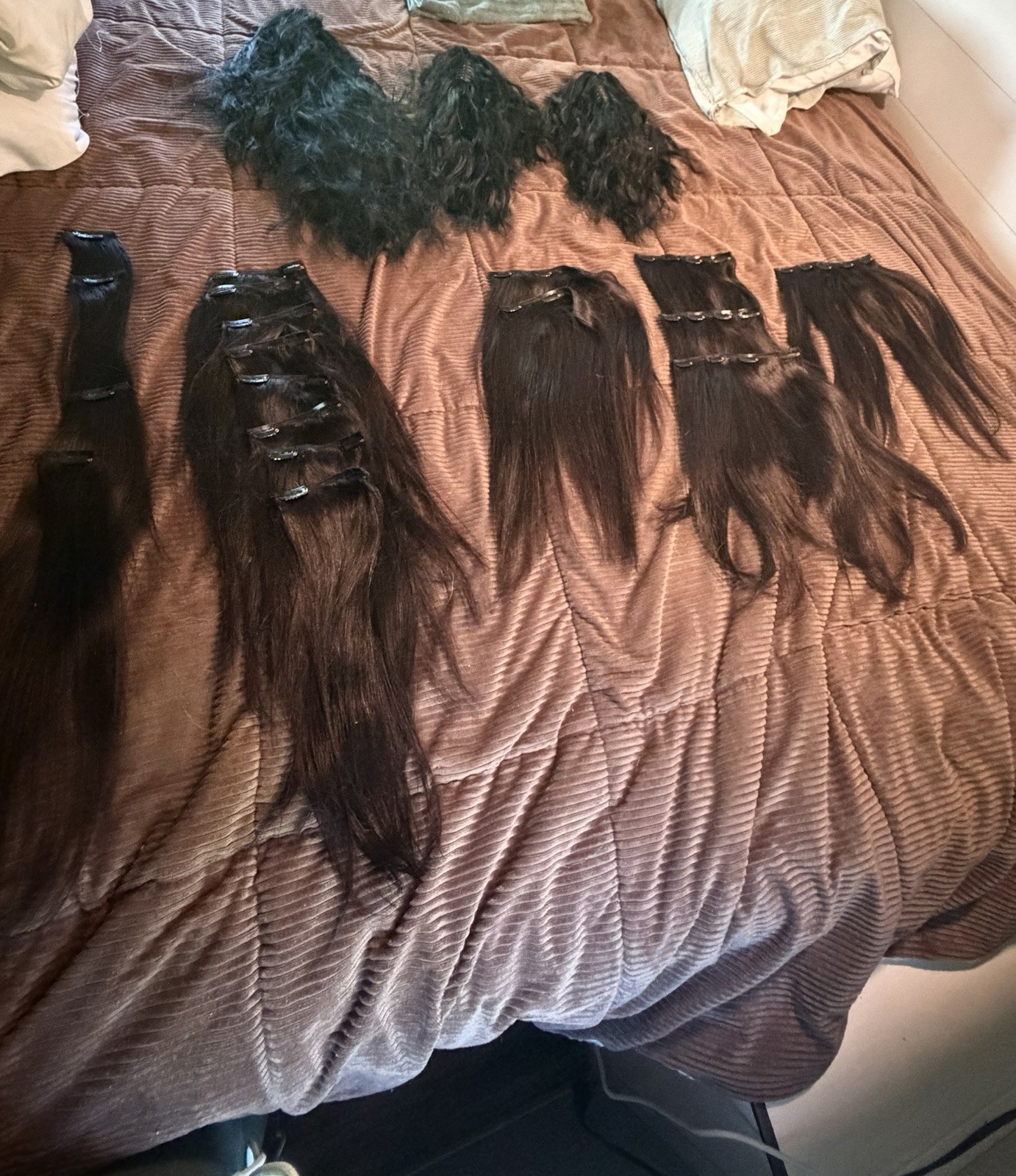 Remy Human Hair Clip In Extensions 1B Black 14 Inches Long 19 Pieces