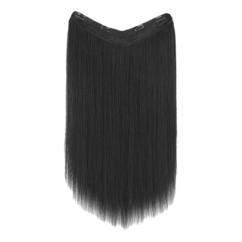 Long Hair Extension Clip in Hair One Piece V-Shaped Natural Hairpiece for Women