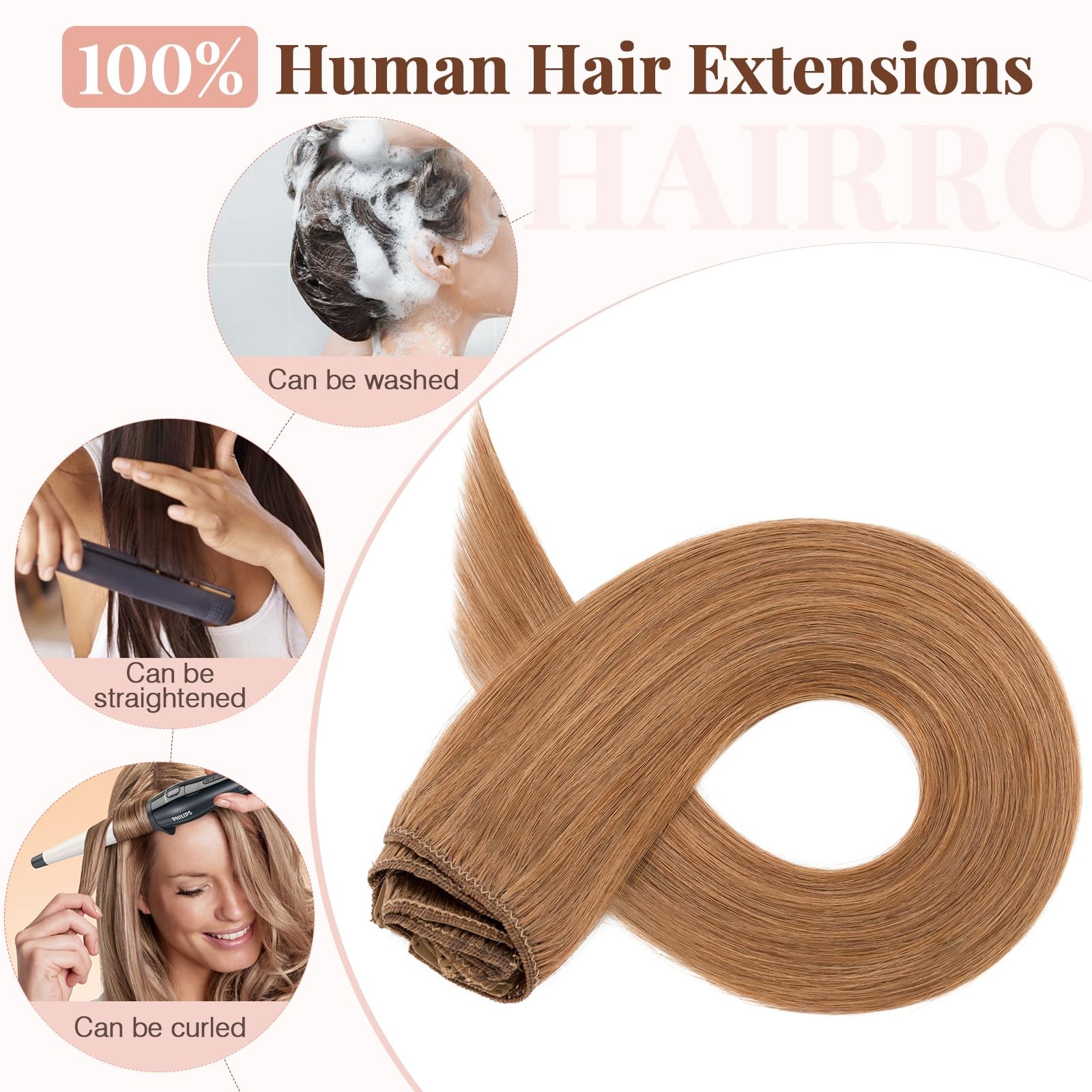 Hairro Clip In Hair Extensions 100 Real Human Hair 12 Inch 55G 8 Pcs 18 Clips