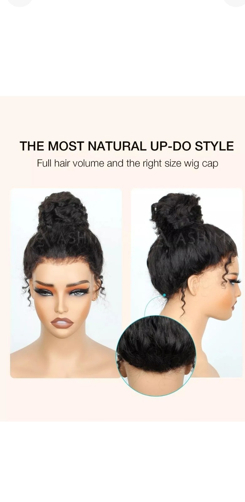New 16″ Ashimary Human Hair Invisi-Strap Water Wave 360 Lace Frontal Wig 1B