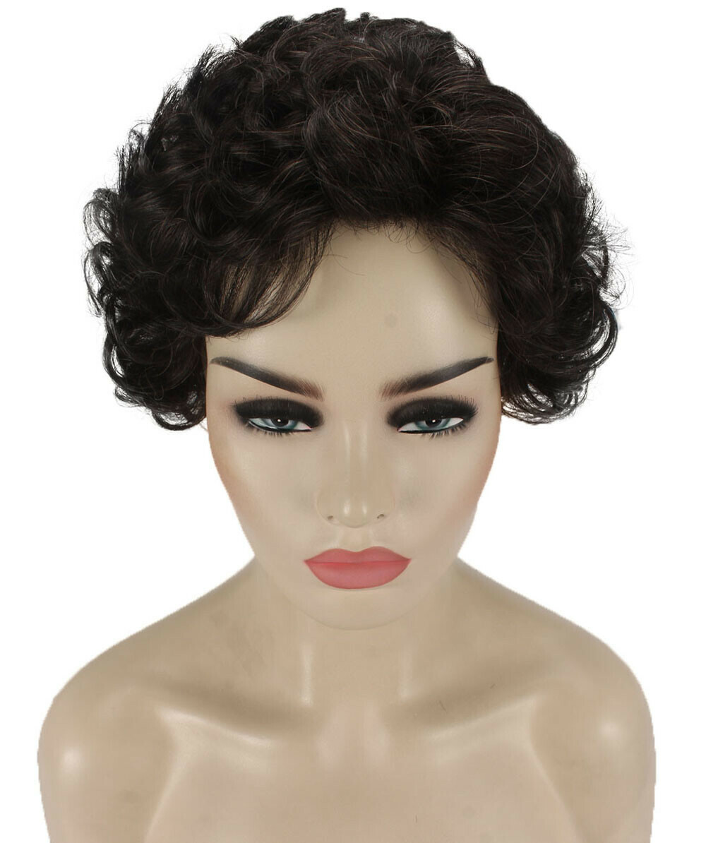 Monroe – Curly Kanekalon Synthetic Fiber Full Wig, 4 – 4.5 in, Off Black