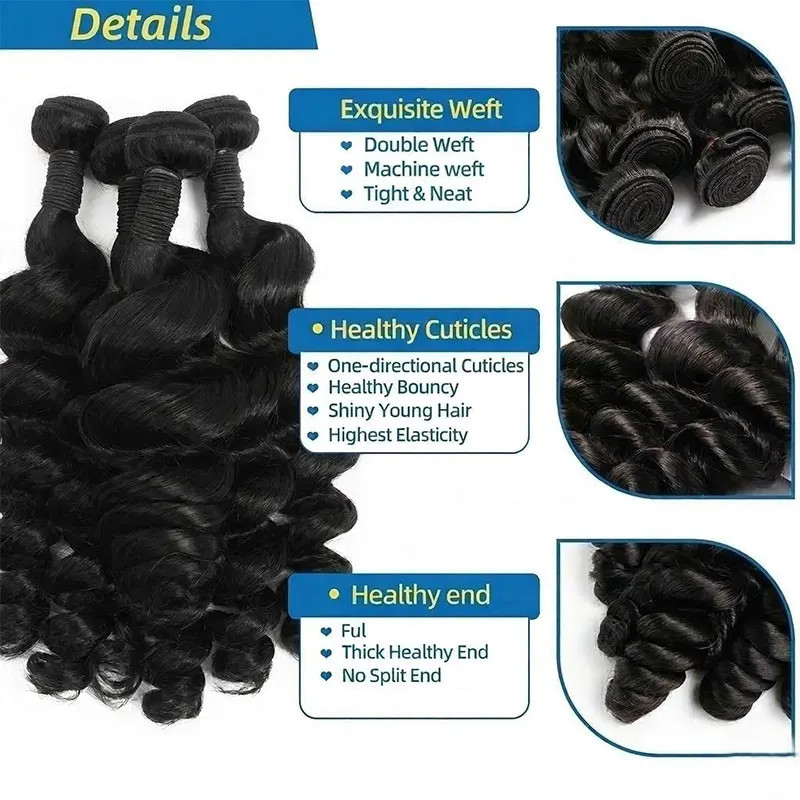 30 40 Inch Loose Wave Bundles 3 4 5Pcs Raw Virgin Unprocessed Human Hair