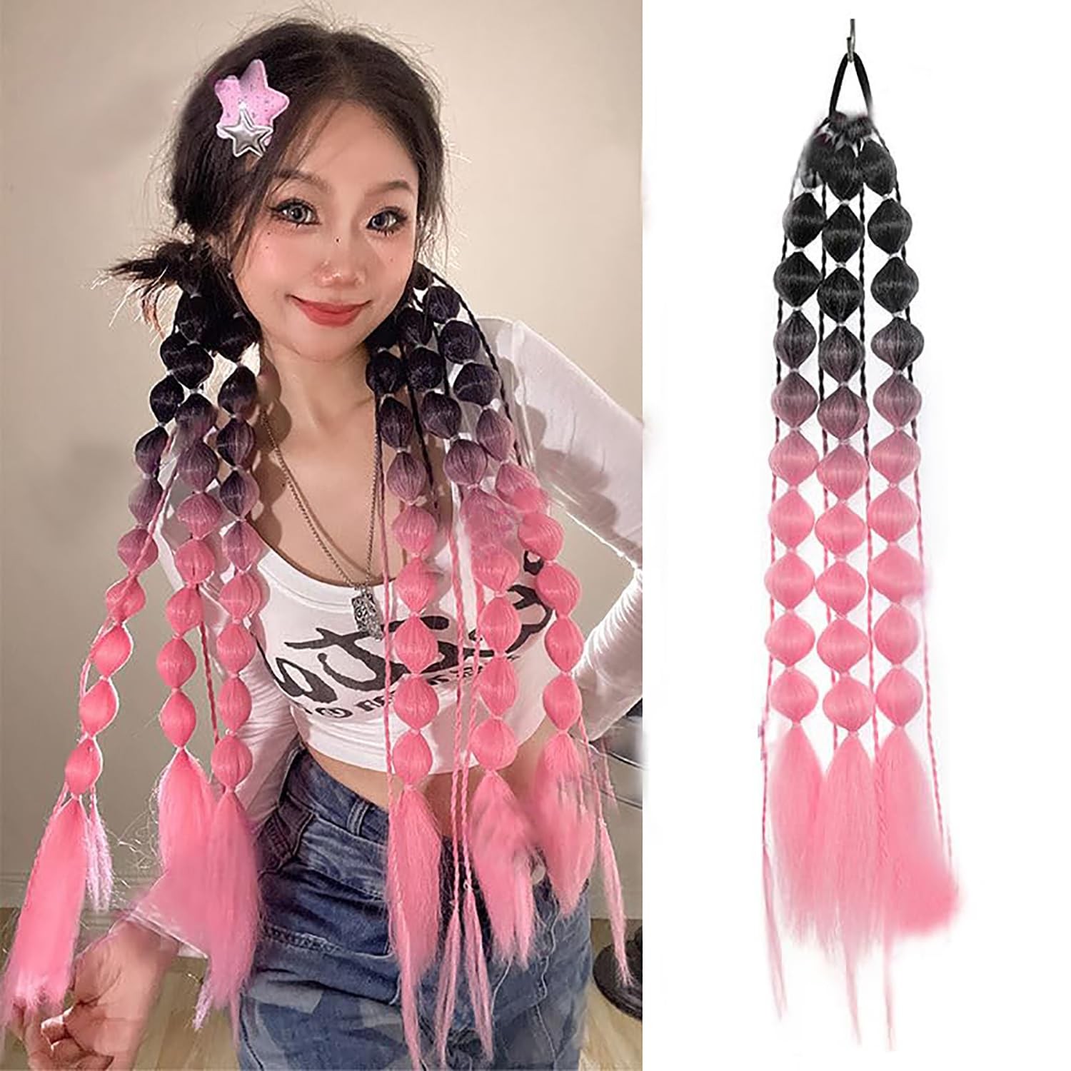 Bubble Ponytail Extensions 26 Inch Colored Hair Extensions With Hair Tie 1pcs…