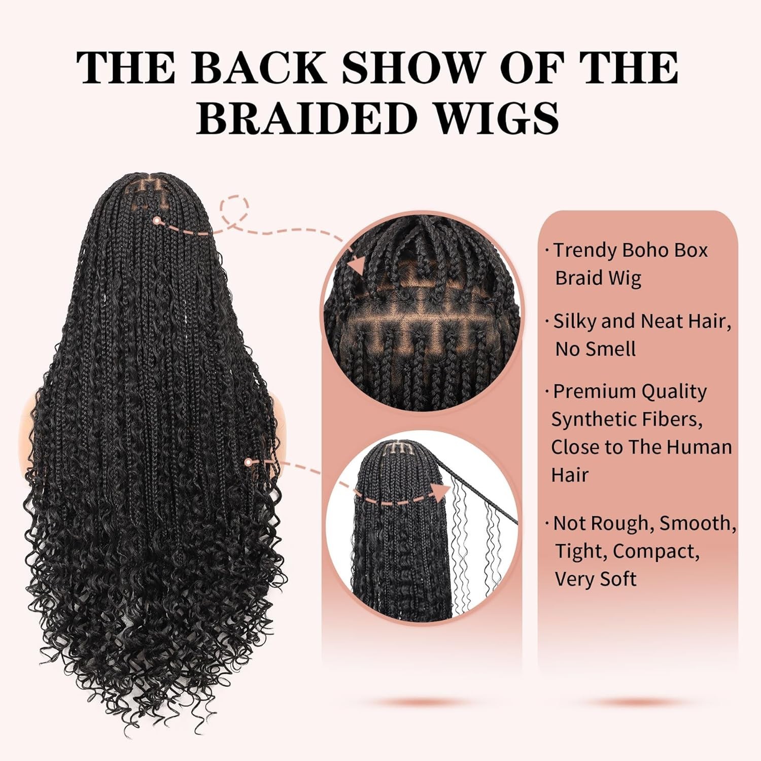 36″ Boho Braided Wigs for Women 13×8 Inch Hd Lace Front Box Braid Wig Knotles…
