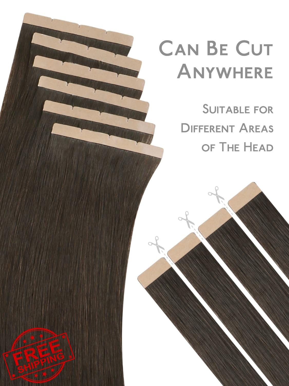 Wennalife 8cm Dark Brown Tape Hair 24 Inch