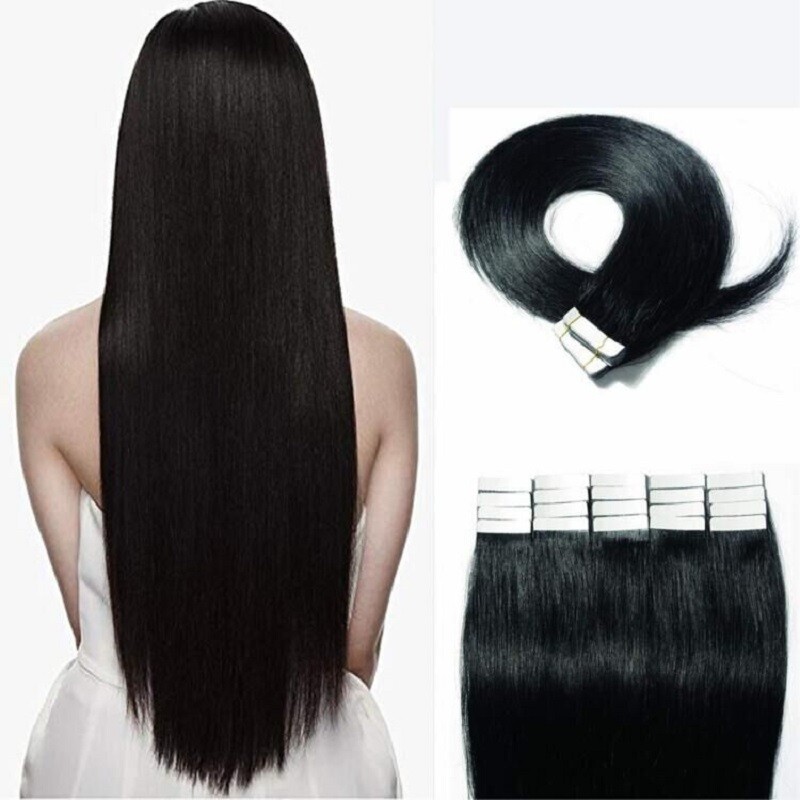 Tape in Human Hair Extensions Invisible Skin Weft Real Brazilian HairBalayage12A