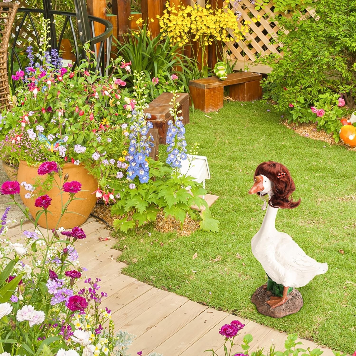 4 Pcs Goose Wigs with Hair Clips for Outdoor Decoration Multiple Colors