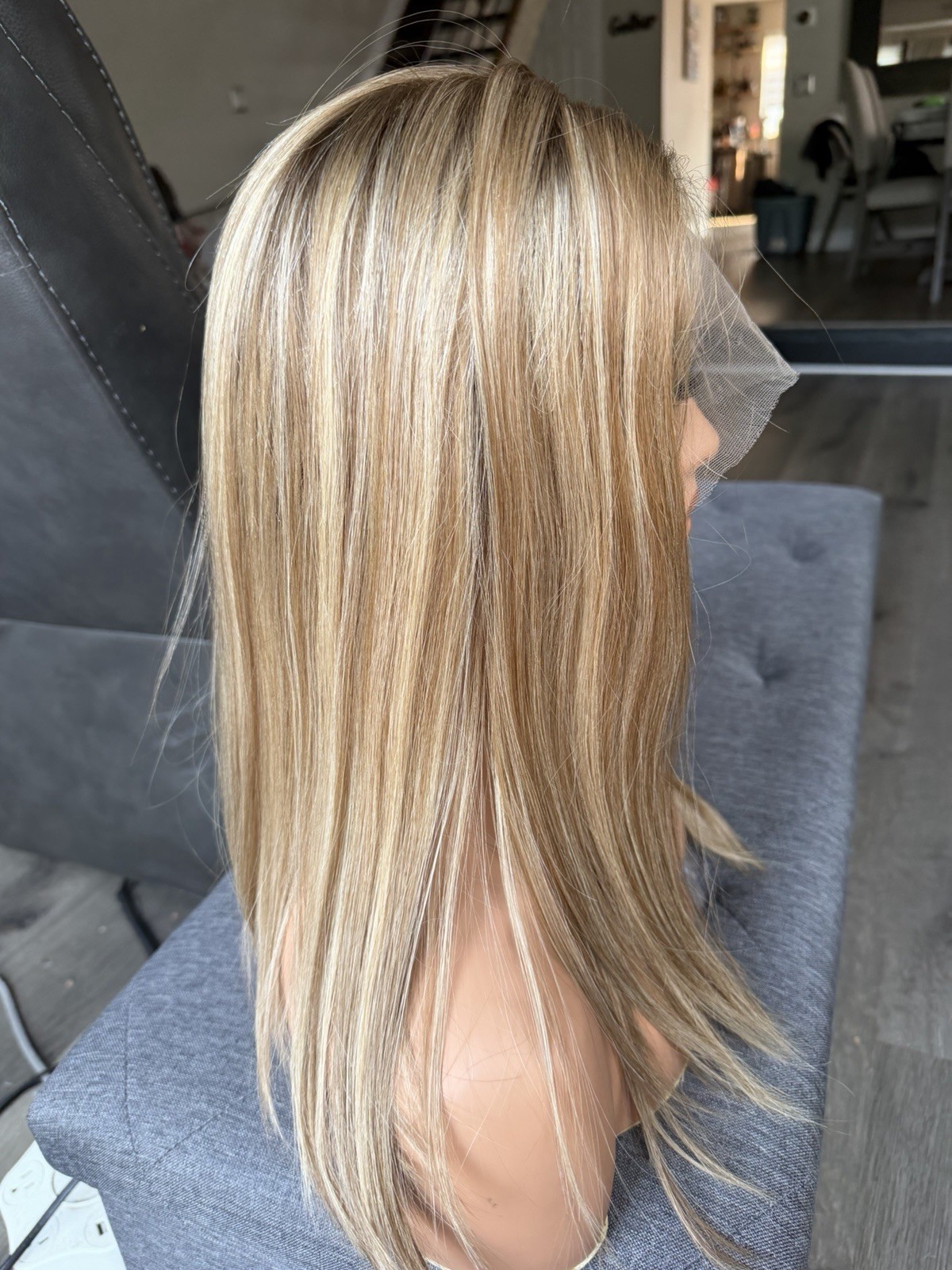 human hair lace Top European Hand tied Wig 18 Inches Size Small