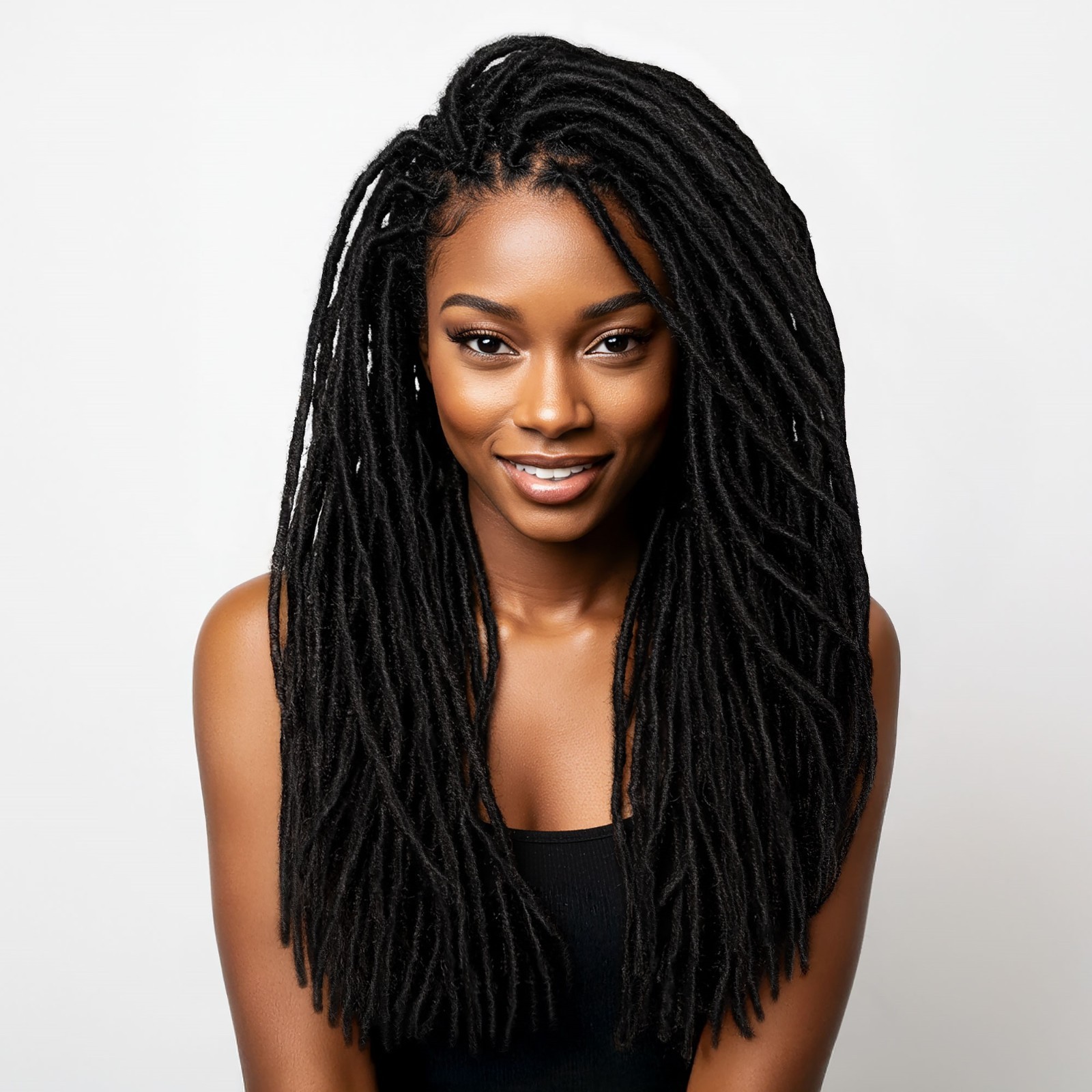 Textured interlocd human hair Dreadlock extensions, blunt tips, length: 4 ”- 60